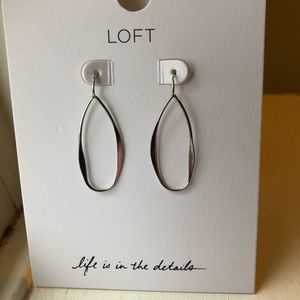 LOFT Silver Oval Hoop Earrings